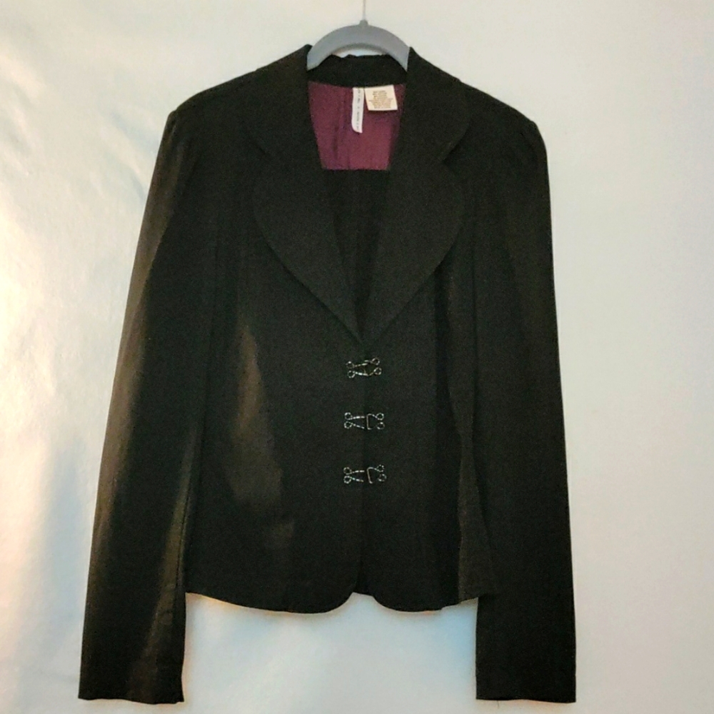 Tom Nguyen Woman black blazer jacket professional attire small sz 6 Hook Buttons
